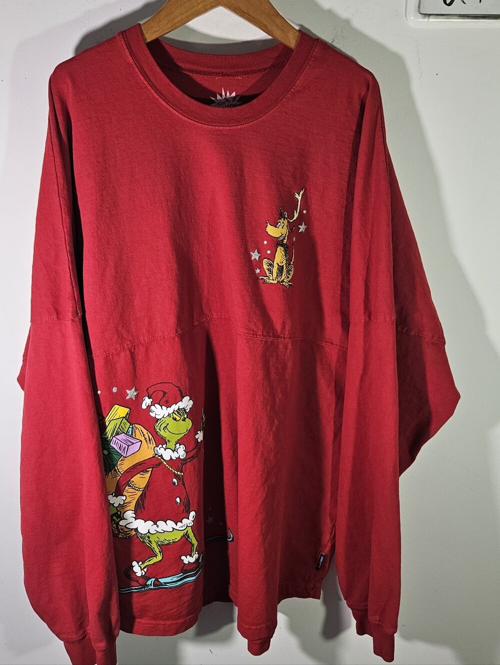 Universal Studios The Grinch Spirit Jersey Merry Grinchmas Red Long Sleeve Shirt